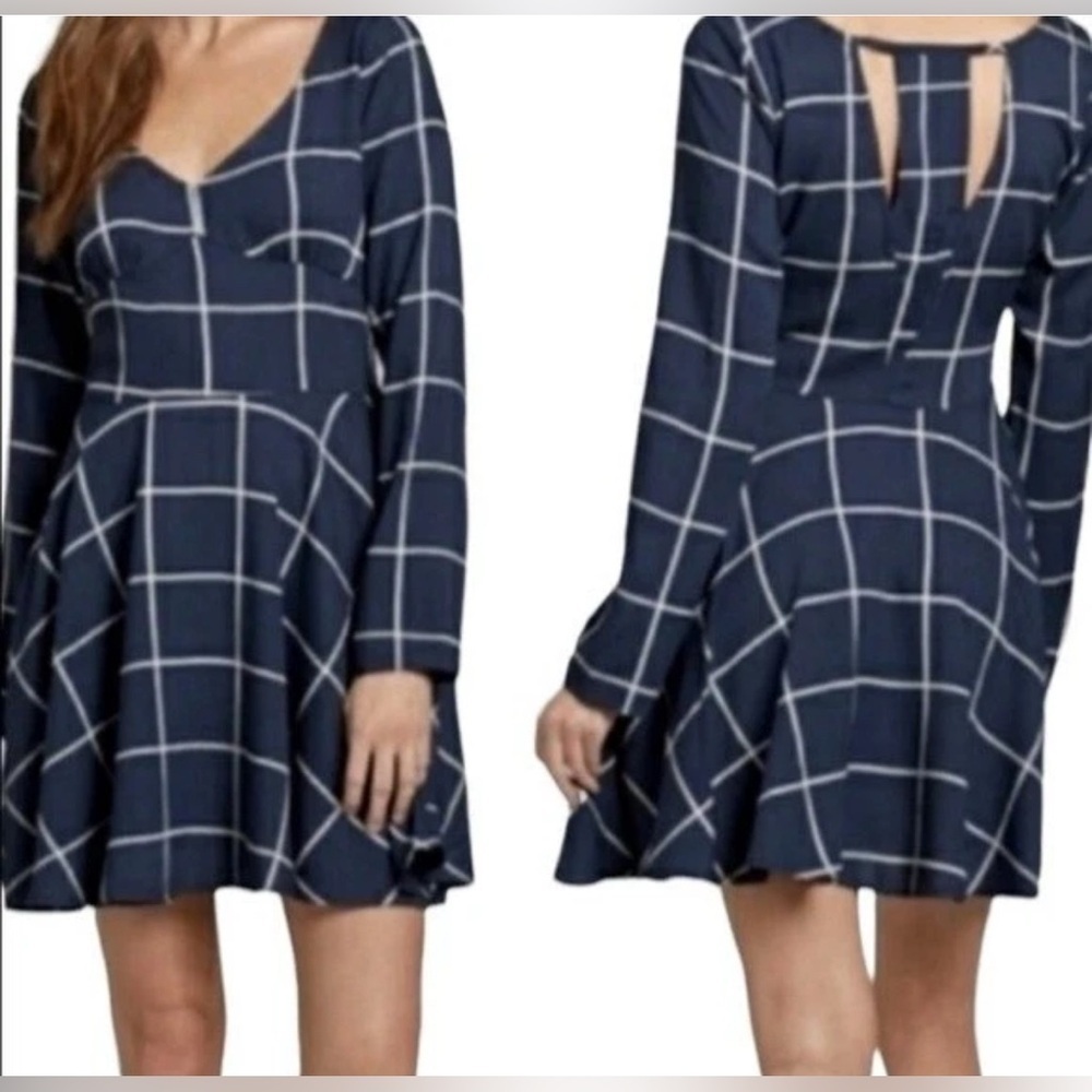 Abercrombie & Fitch NWT navy plaid dress, medium